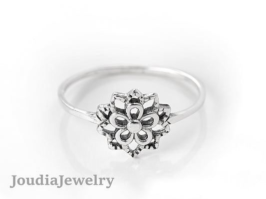 Lotus Flower Ring | Silver Flower Ring | Joudia Jewelry