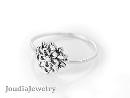 Lotus Flower Ring | Silver Flower Ring | Joudia Jewelry