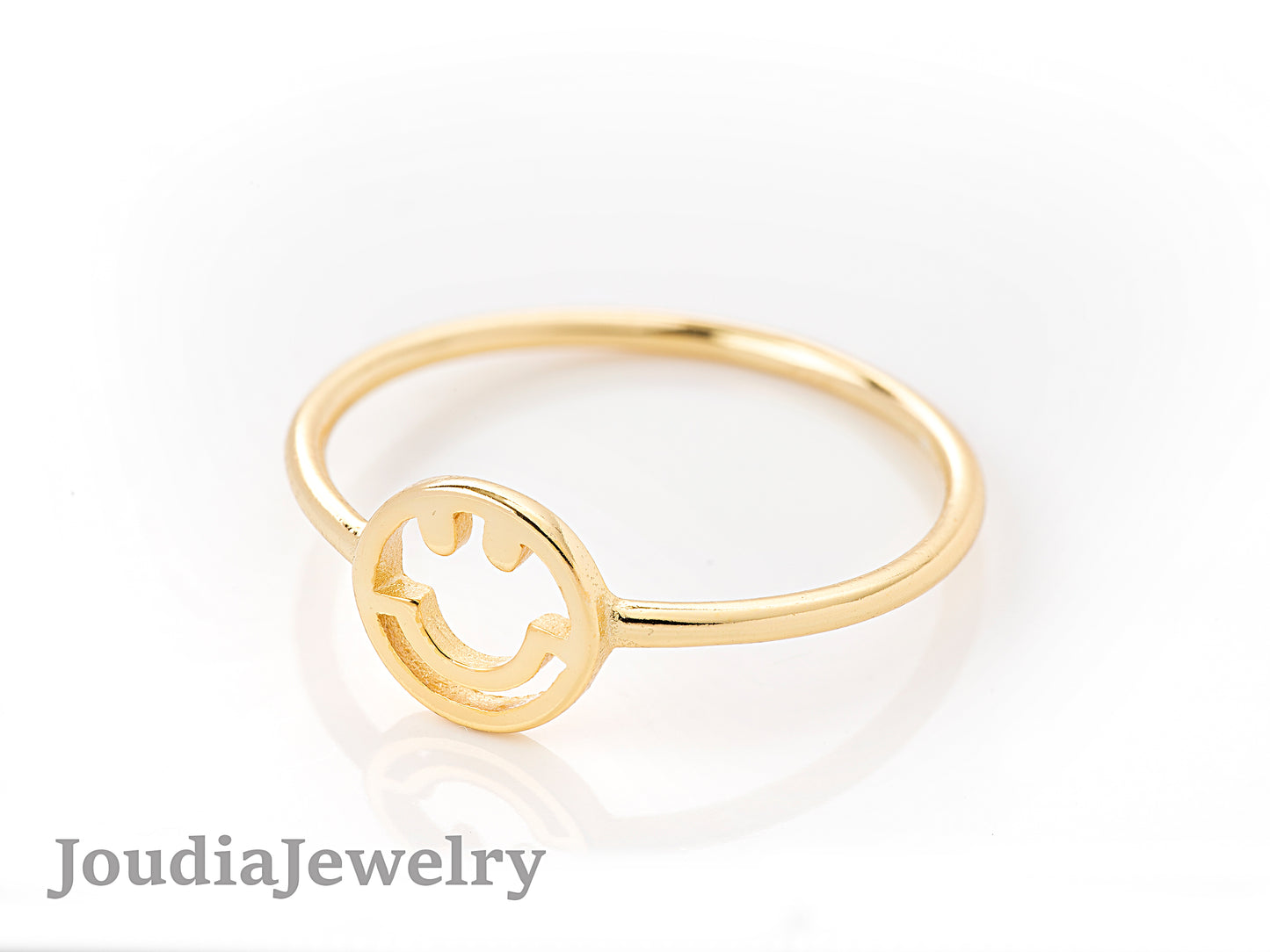 Gold Plated Face Ring | Smiley Face Ring | Joudia Jewelry