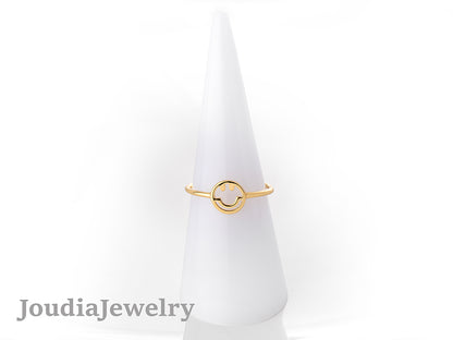 Gold Plated Face Ring | Smiley Face Ring | Joudia Jewelry