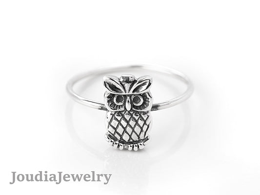 Silver Owl Ring | Women's Owl Ring | Joudia Jewelry