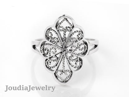 Silver Flower Ring | Women's Flower Ring | Joudia Jewelry