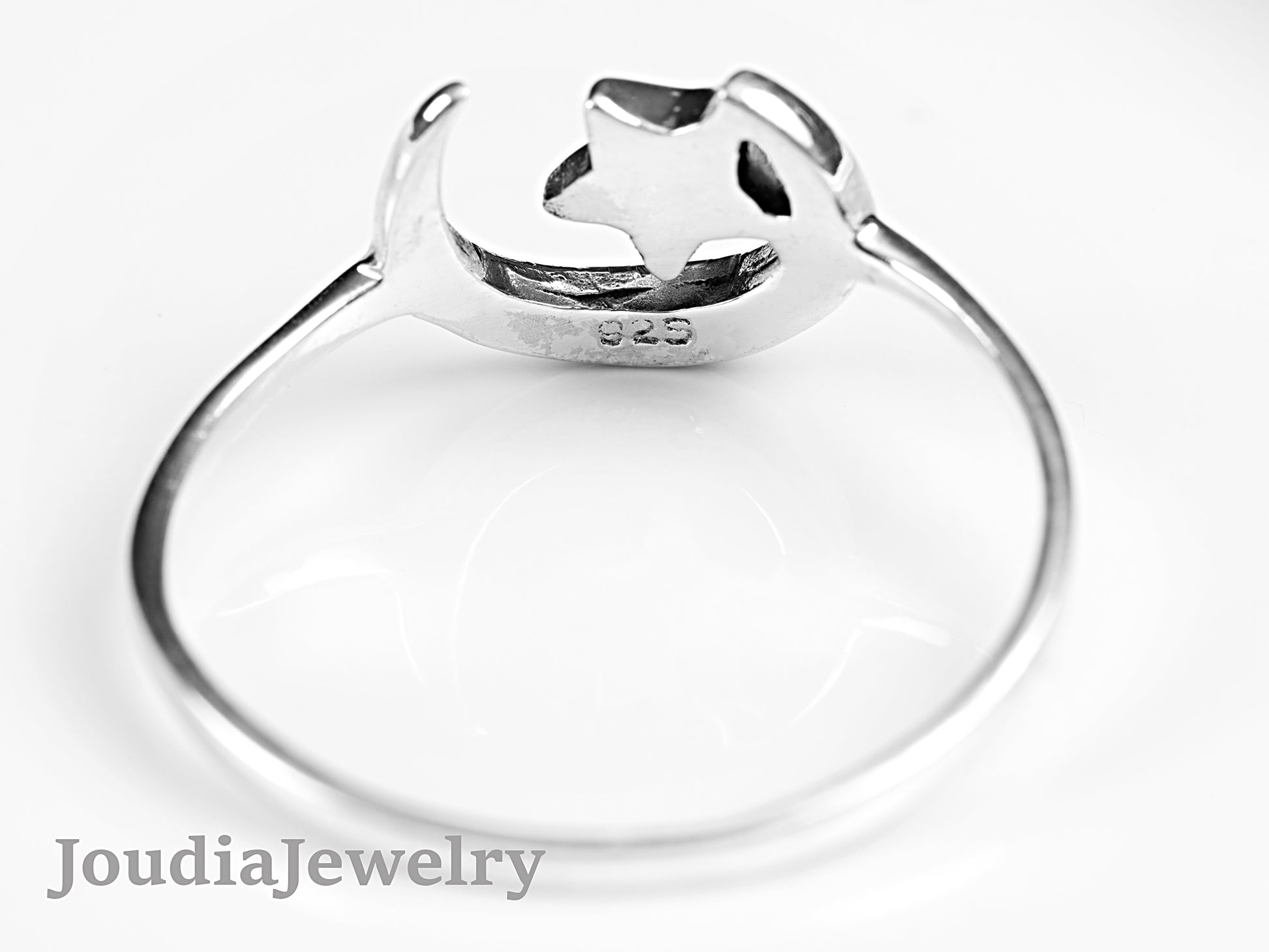 Silver Moon Star Ring | Silver Dome Ring | Joudia Jewelry