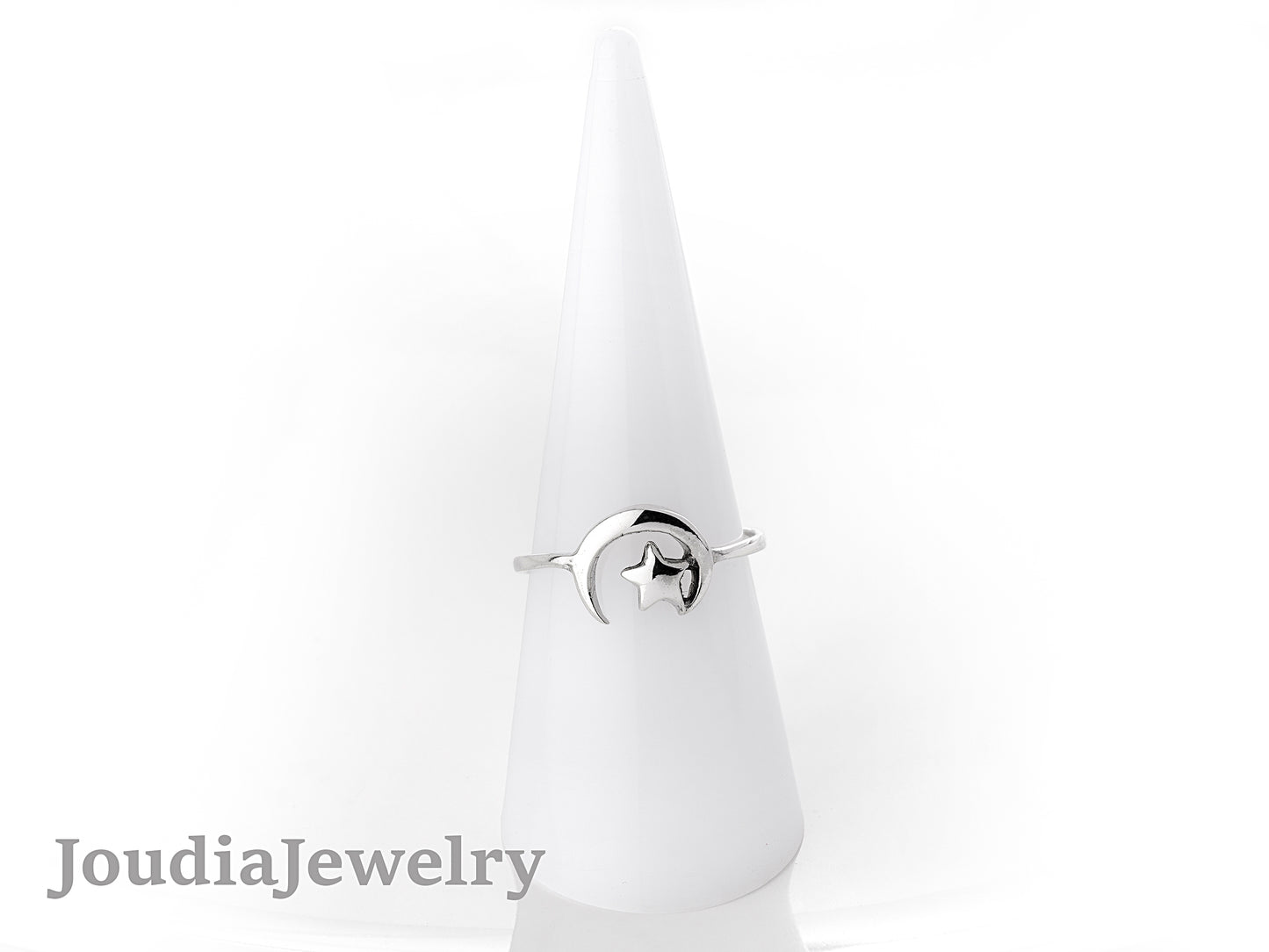 Silver Moon Star Ring | Silver Dome Ring | Joudia Jewelry