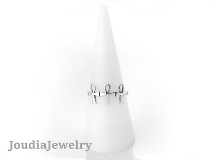 Silver Cross Rings | Egyptian Symbol Ring | Joudia Jewelry