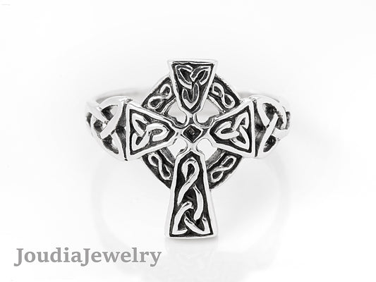 Handcrafted Cross Ring | Celtic Knot Ring | Joudia Jewelry