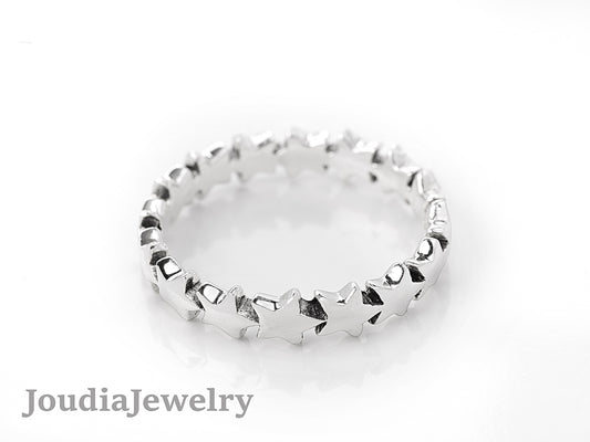 Star Band Ring | Silver Star Ring | Joudia Jewelry