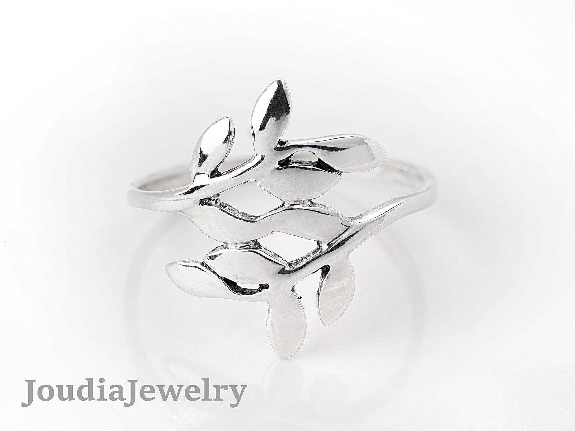 Silver Leaf Ring | Double Leaf Ring | Joudia Jewelry