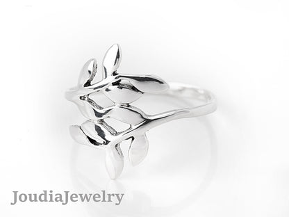 Silver Leaf Ring | Double Leaf Ring | Joudia Jewelry