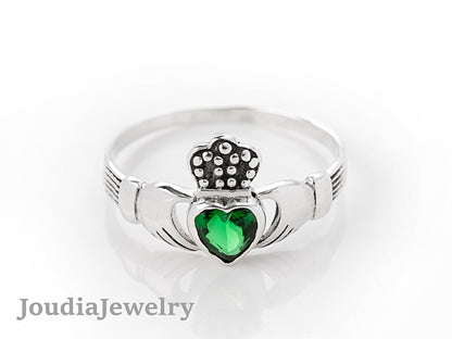 Green Heart Ring | Heart Crown Ring | Joudia Jewelry