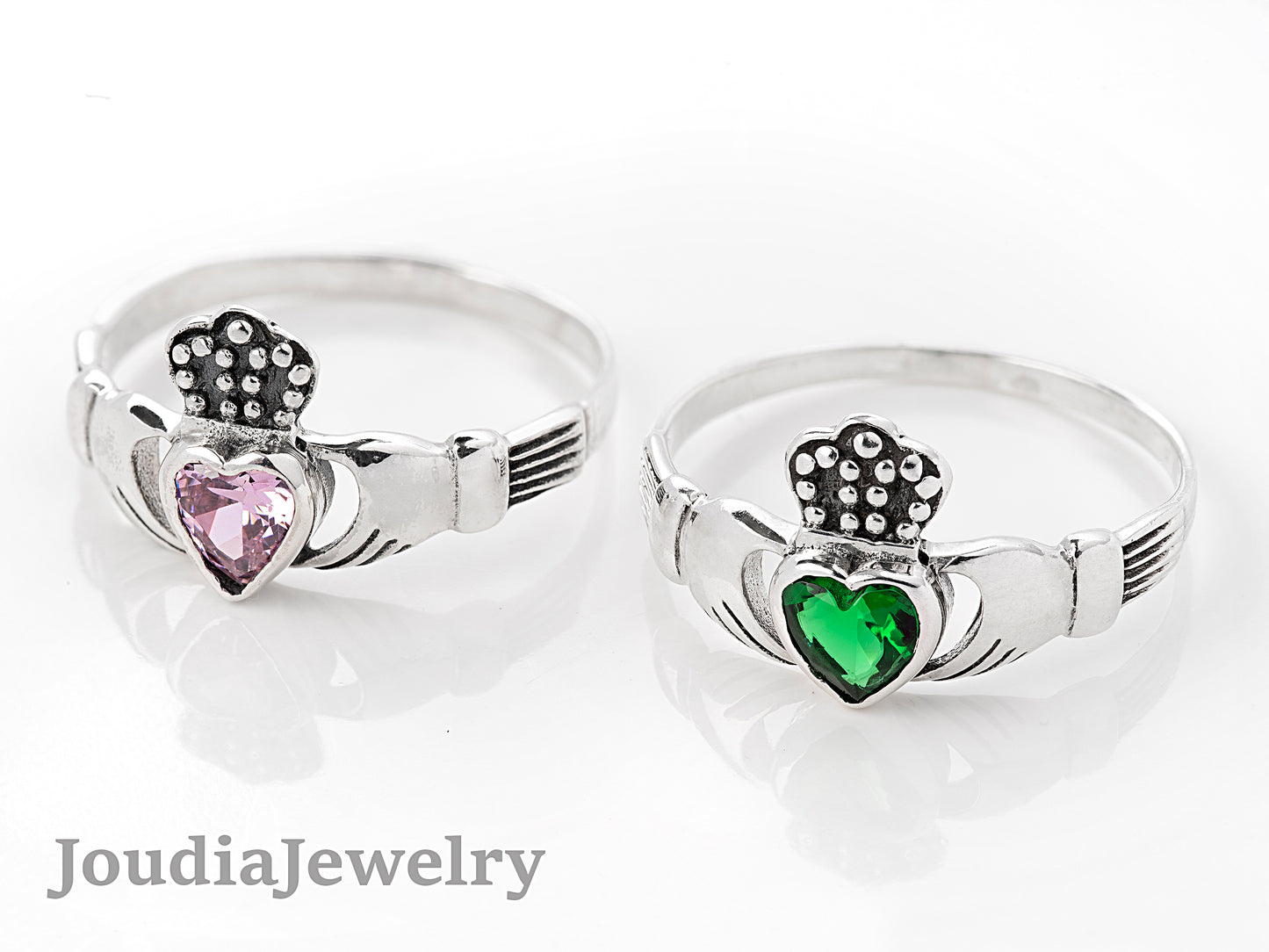 Green Heart Ring | Heart Crown Ring | Joudia Jewelry