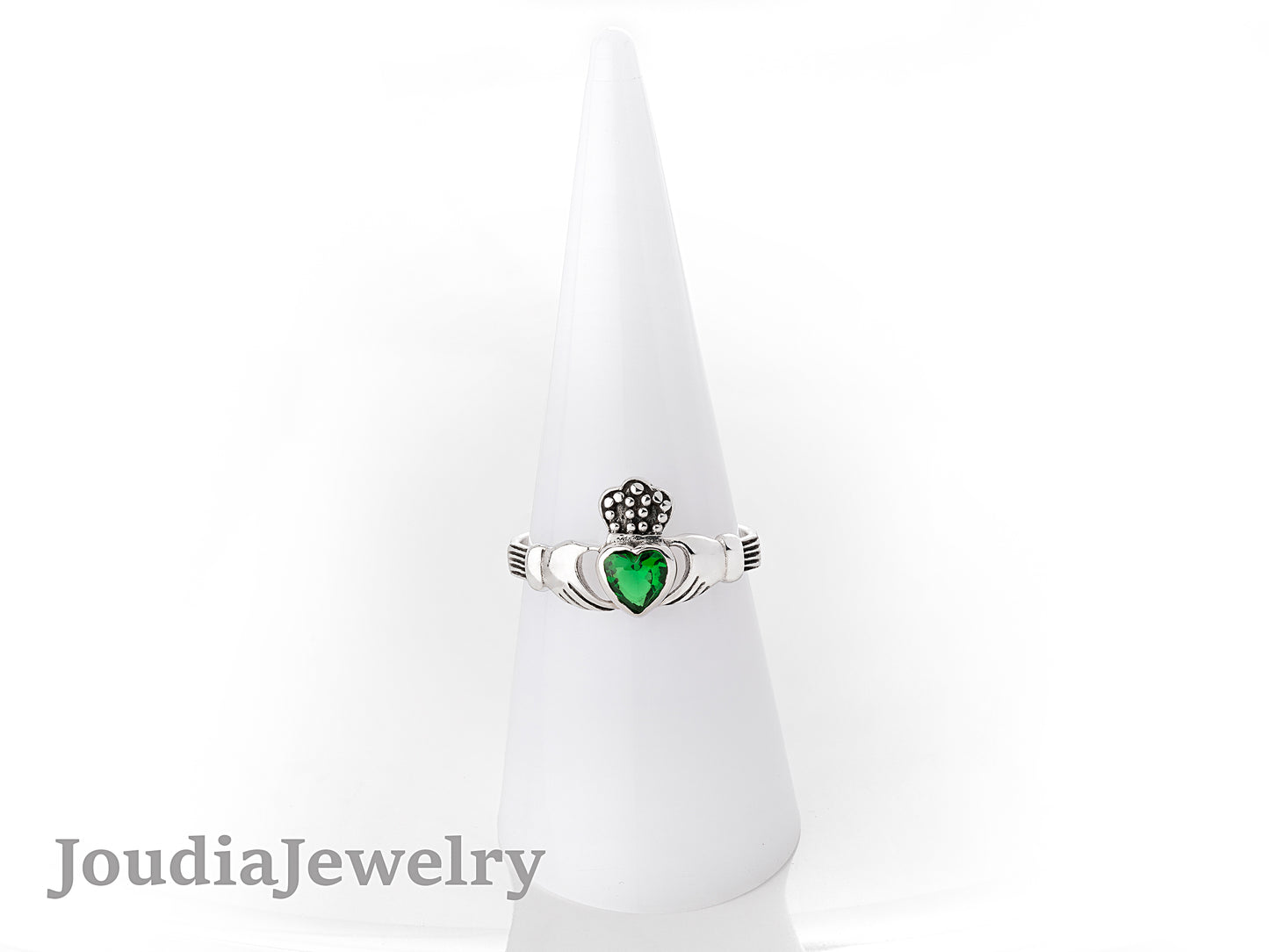 Green Heart Ring | Heart Crown Ring | Joudia Jewelry