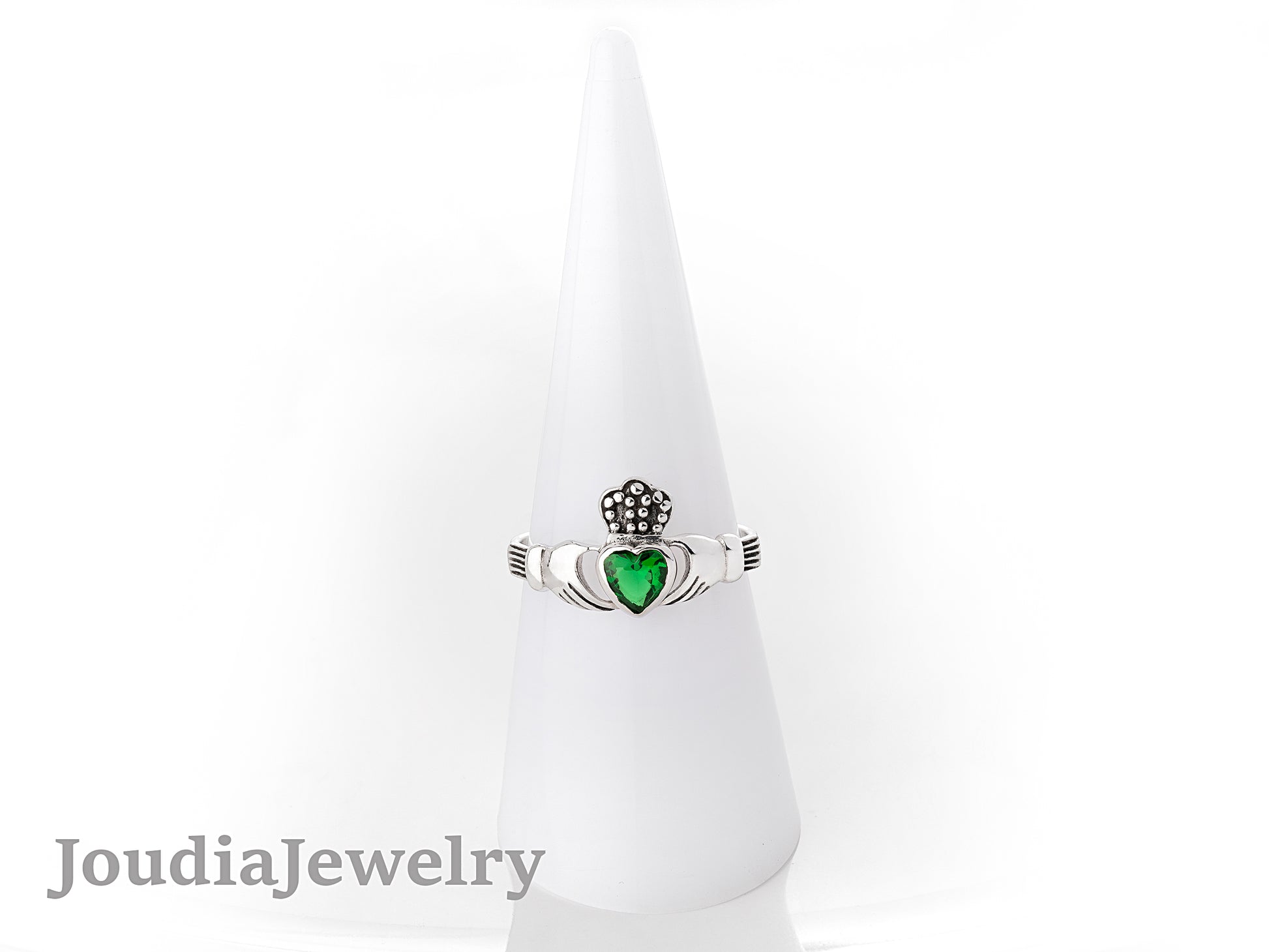 Green Heart Ring | Heart Crown Ring | Joudia Jewelry