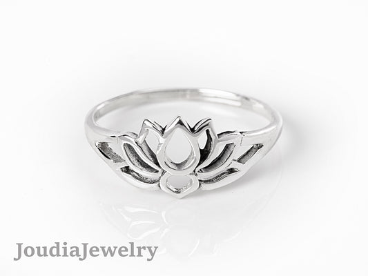 Lotus Engagement Ring | Simple Flower Ring | Joudia Jewelry