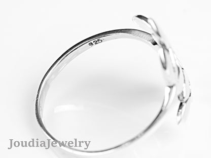 Silver Leaf Ring | Double Leaf Ring | Joudia Jewelry