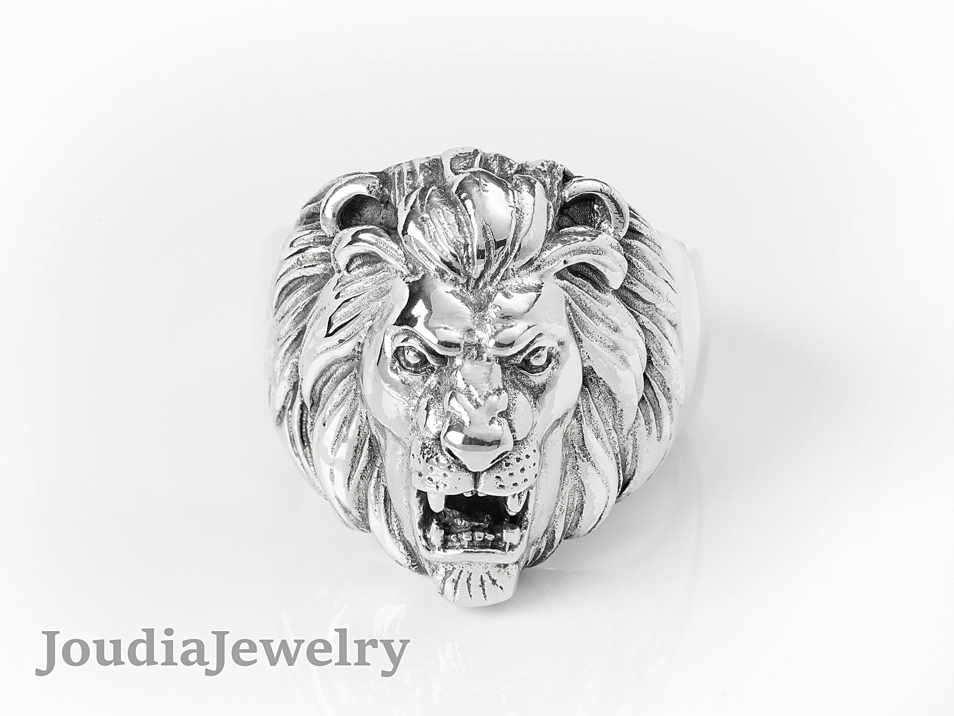 Silver Lion Ring | Unisex Lion Ring | Joudia Jewelry