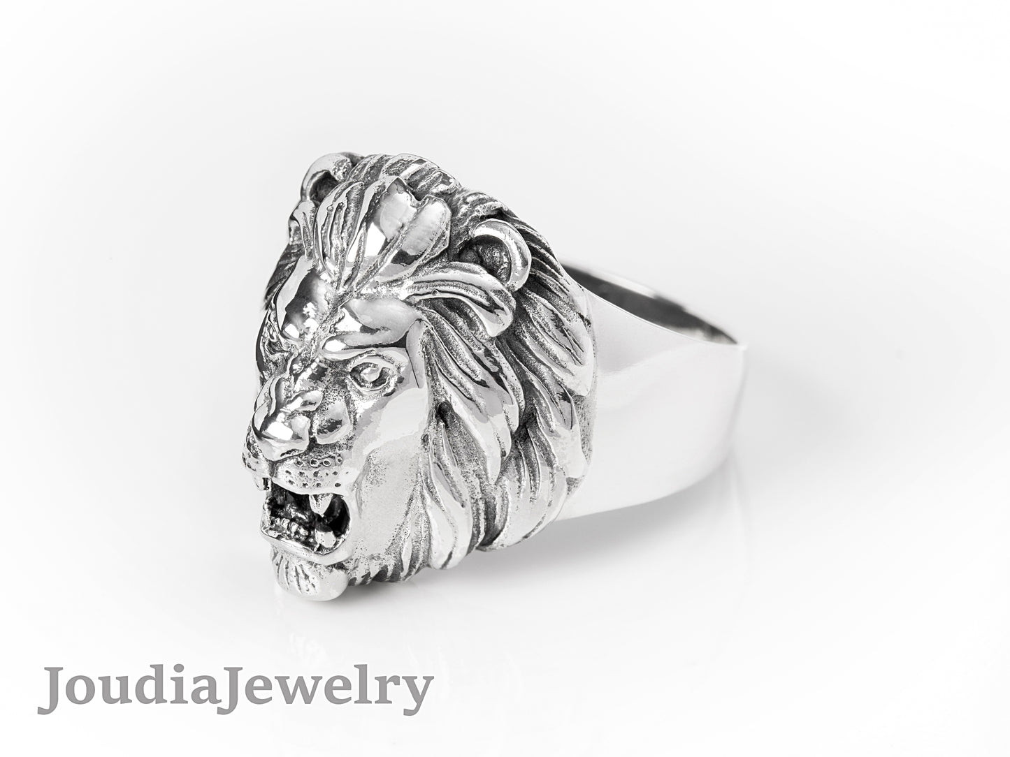 Silver Lion Ring | Unisex Lion Ring | Joudia Jewelry