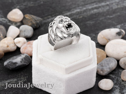 Silver Lion Ring | Unisex Lion Ring | Joudia Jewelry