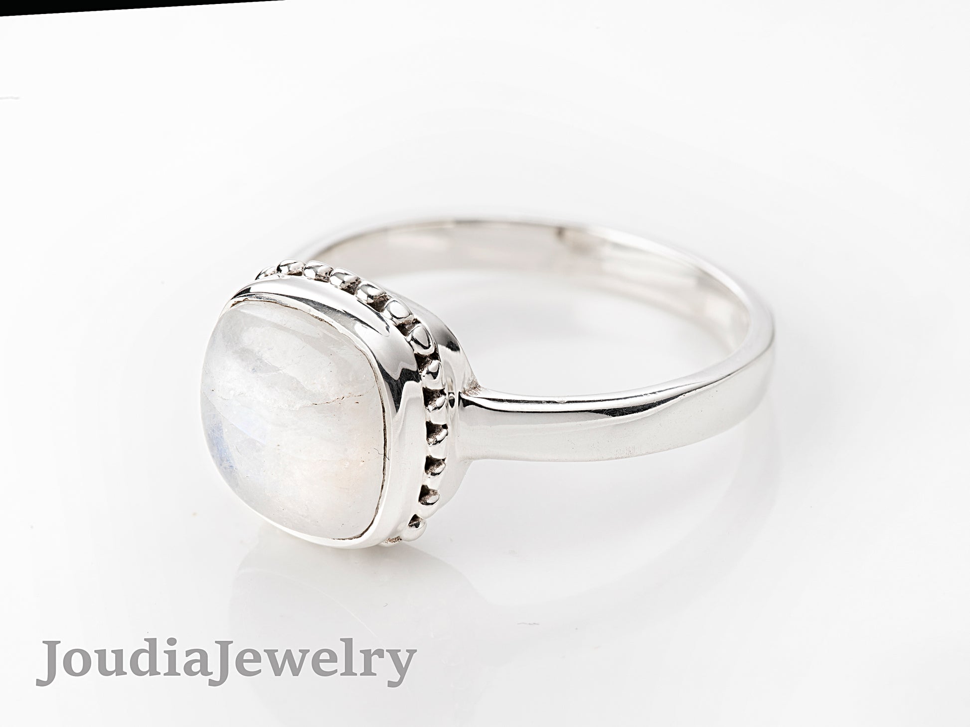 Moonstone Wedding Ring | Square Moonstone Ring | Joudia Jewelry