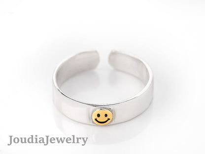 Happy Face Ring | Silver Bracelet Ring | Joudia Jewelry