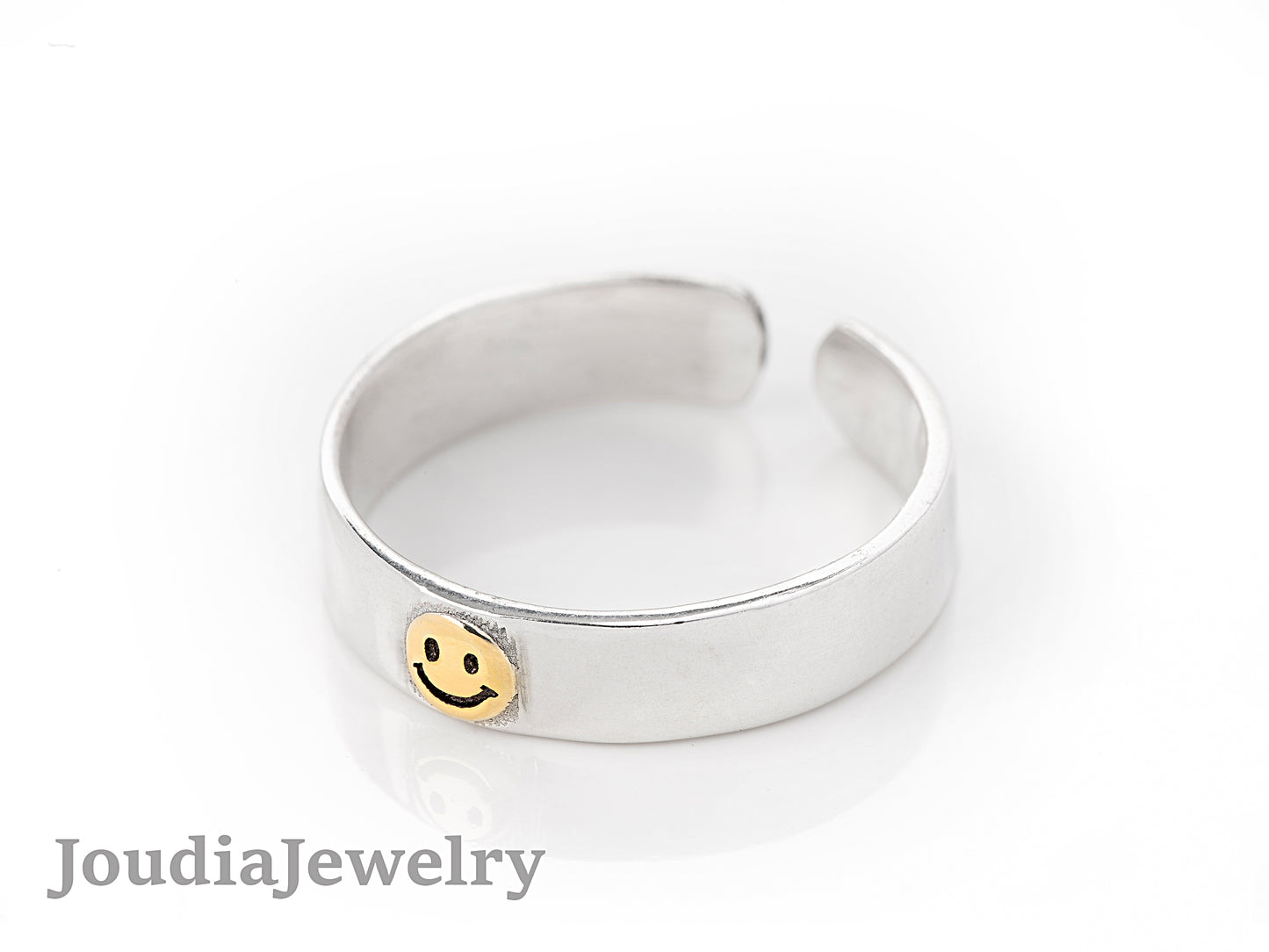 Happy Face Ring | Silver Bracelet Ring | Joudia Jewelry