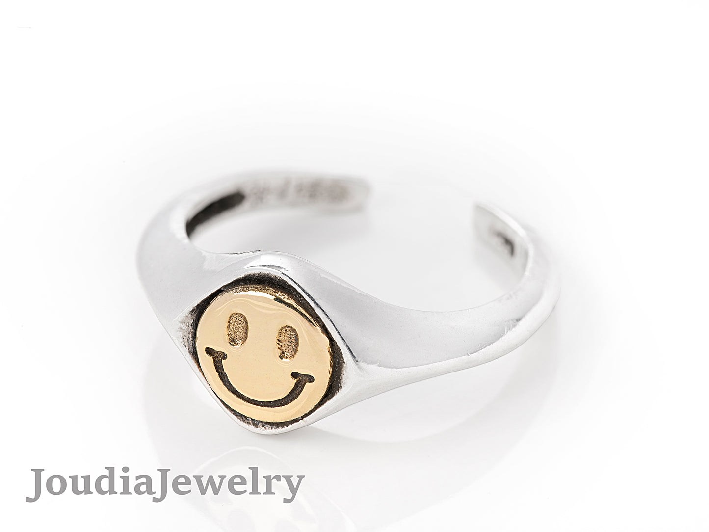 Smiley Face Ring | Silver Smile Ring | Joudia Jewelry