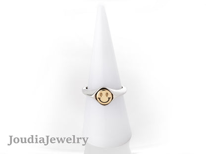 Smiley Face Ring | Silver Smile Ring | Joudia Jewelry