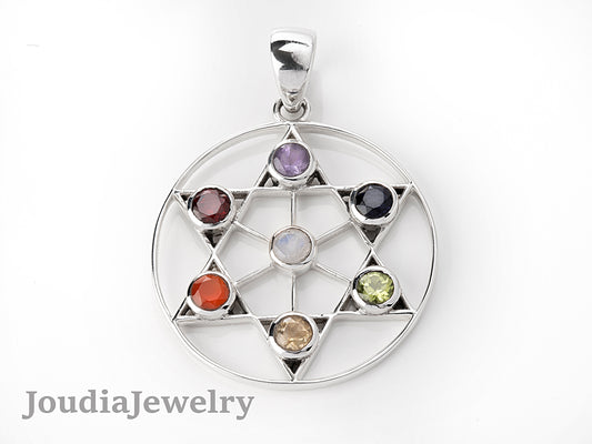 Pendentif Chakra Étoile de David - Argent 925