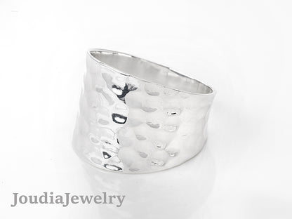 Silver Hammered Ring | Men's Hammered Ring | Joudia Jewelry