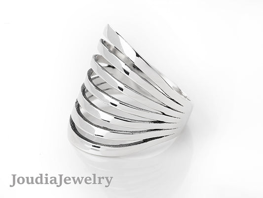 Wire Wrapped Rings | Silver Layered Ring | Joudia Jewelry