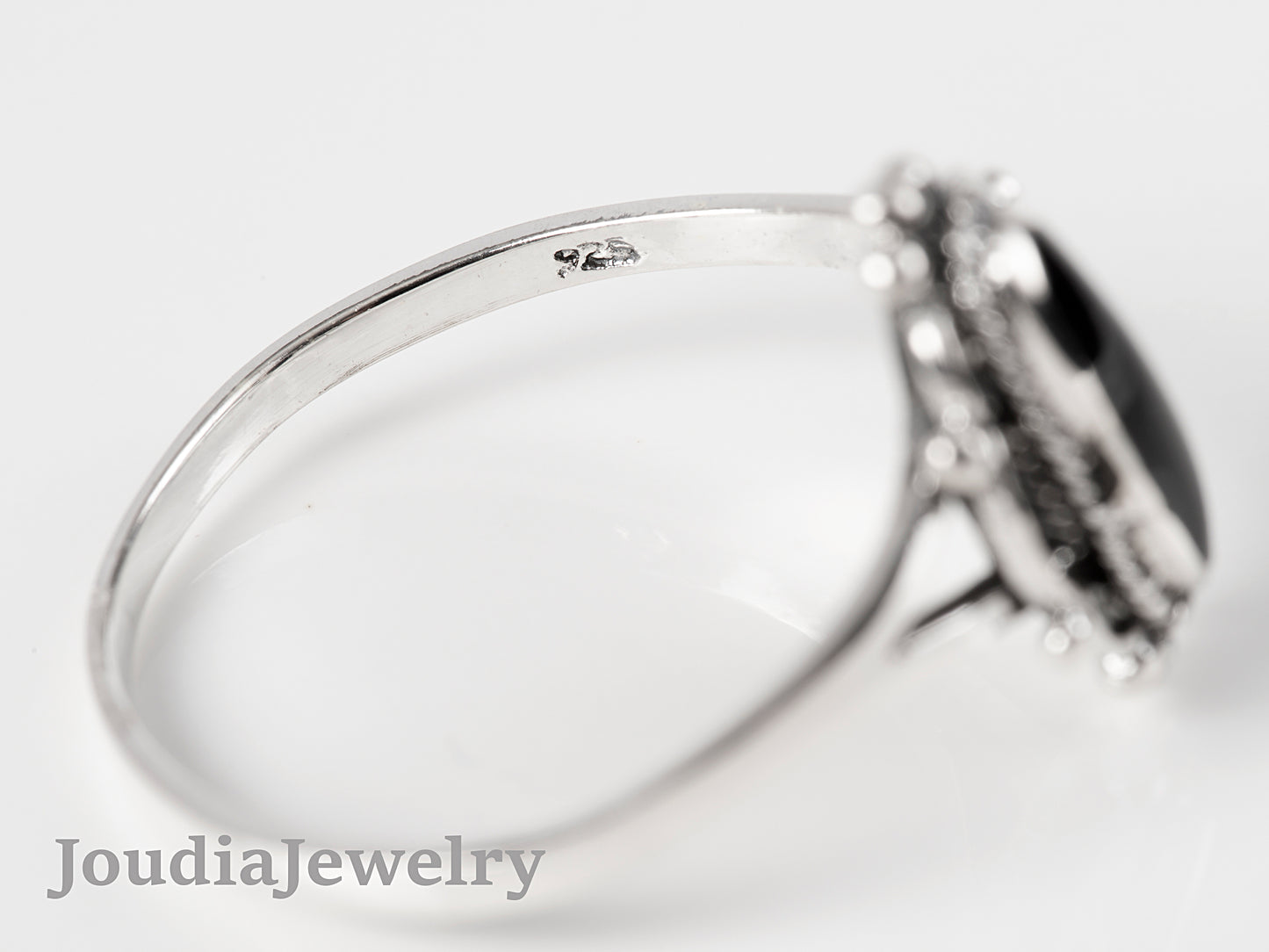 Onyx Engagement Ring | Silver Onyx Ring | Joudia Jewelry