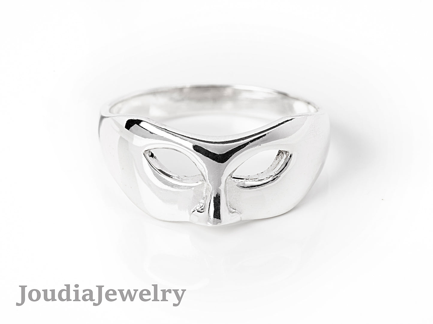 Silver Mask Ring | Phantom Mask Ring | Joudia Jewelry