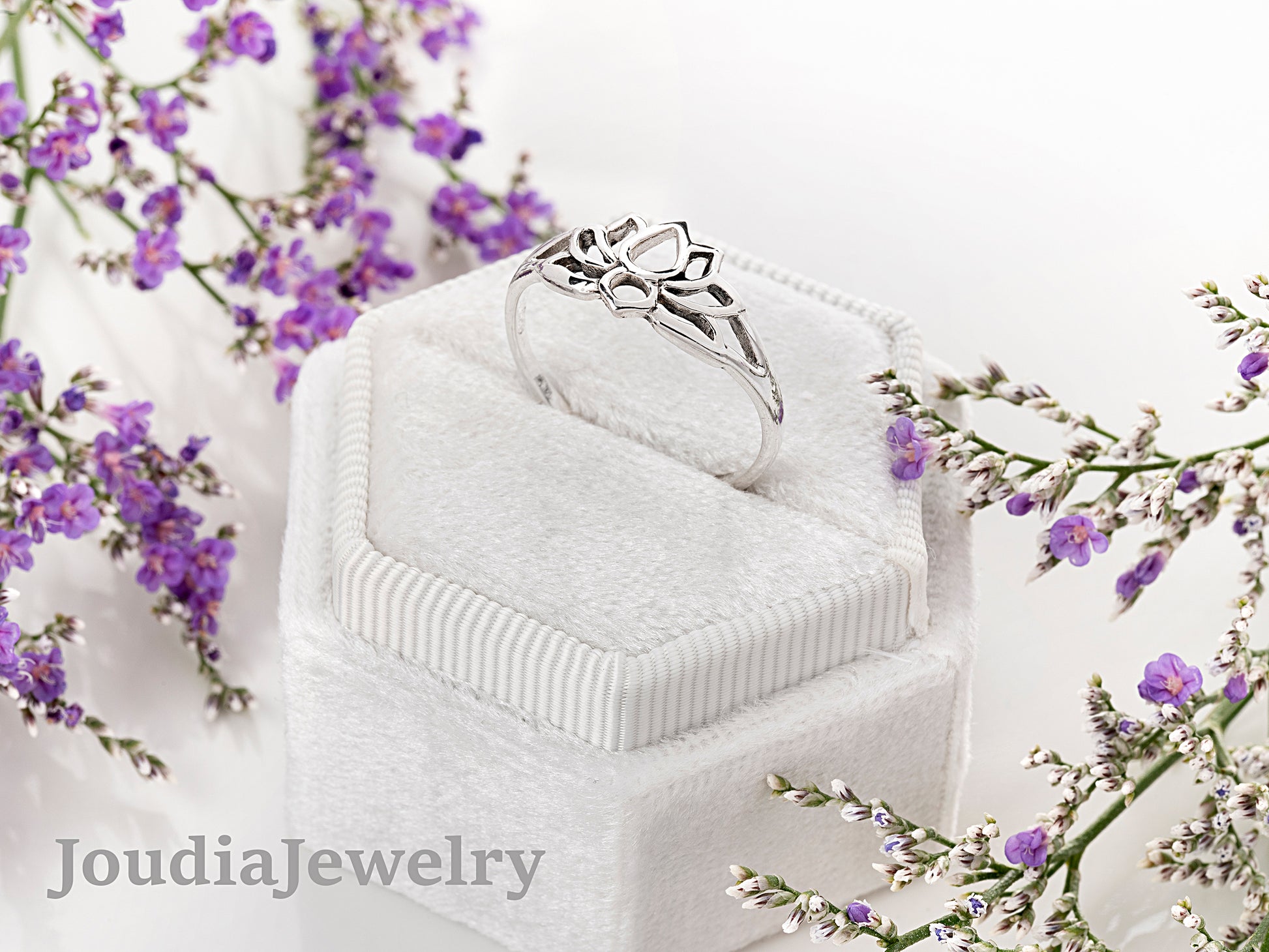 Lotus Engagement Ring | Simple Flower Ring | Joudia Jewelry