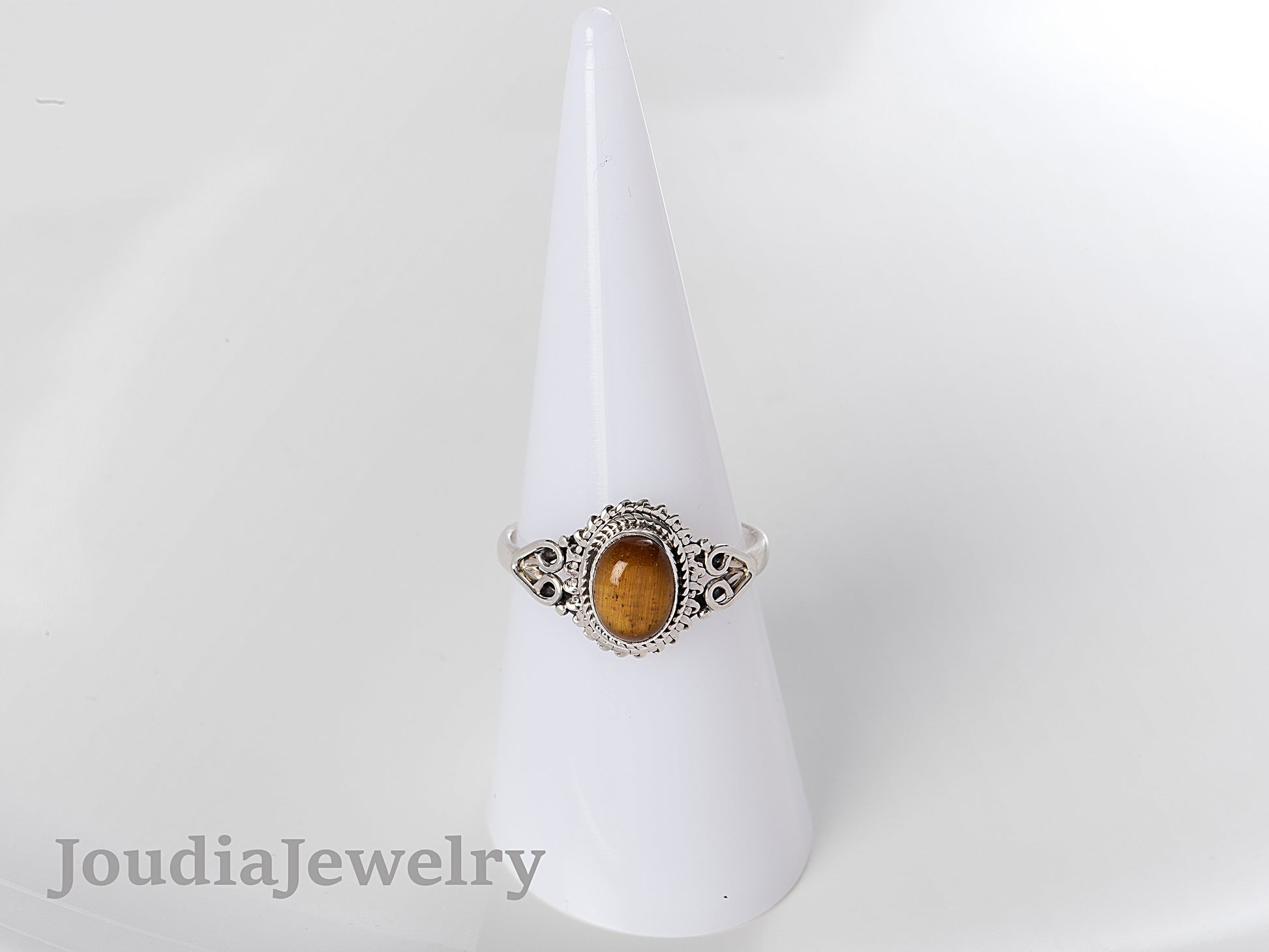 Silver Tiger Eye Ring | Men's Tiger Eye Ring | Joudia Jewelry