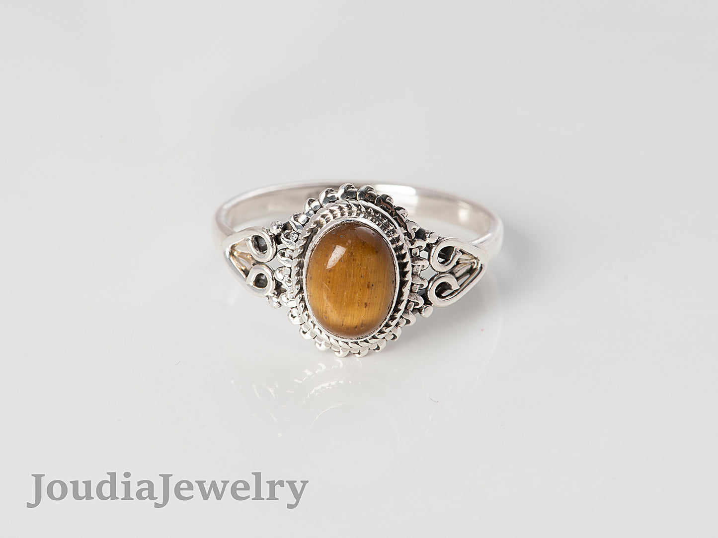 Silver Tiger Eye Ring | Men's Tiger Eye Ring | Joudia Jewelry