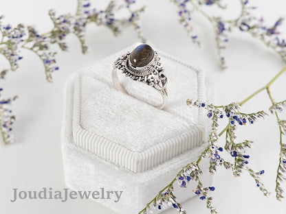 Sterling Silver Labradorite Ring | Natural Stone Ring | Joudia Jewelry