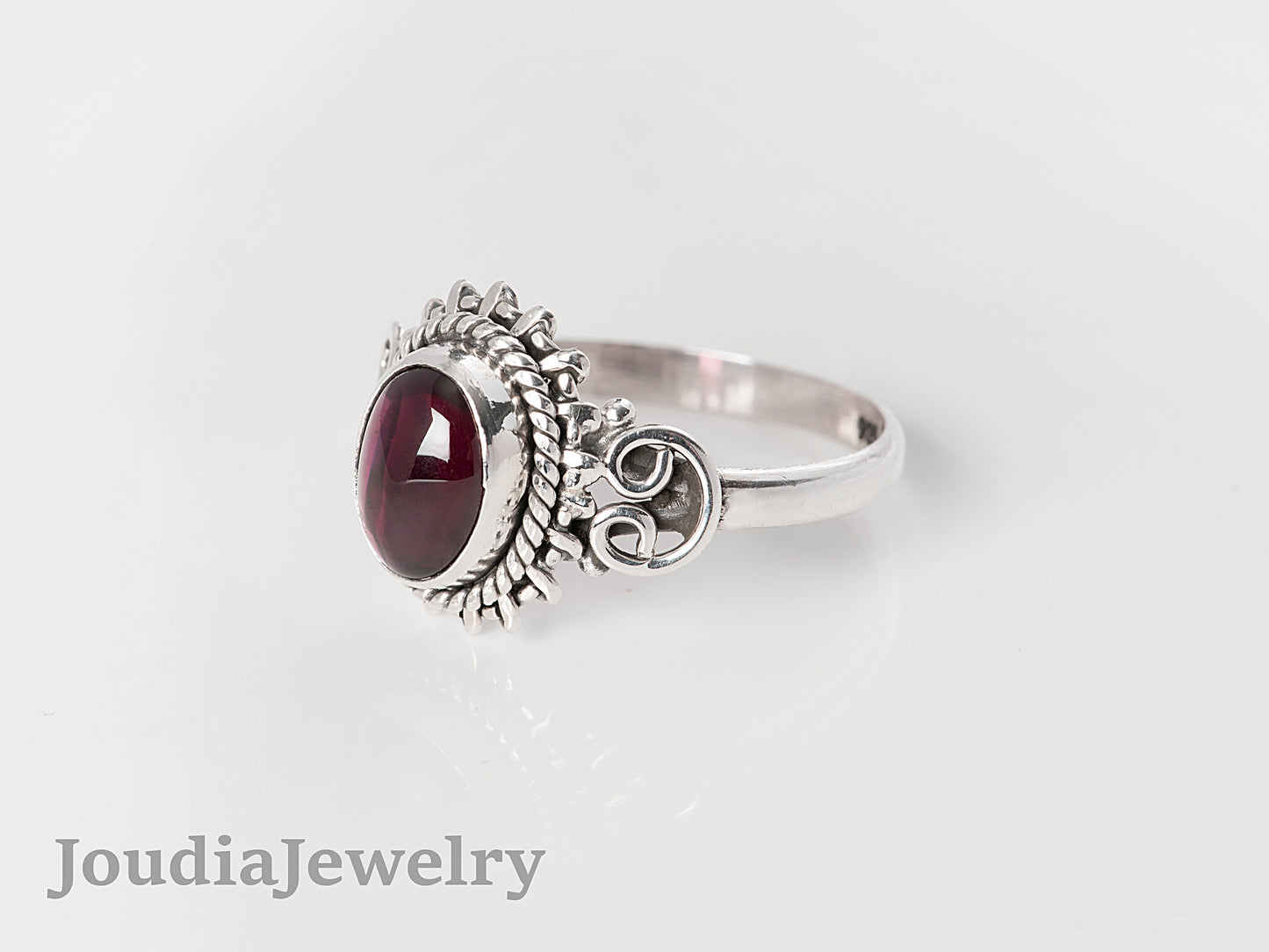 Women's Garnet Ring | Silver Garnet Ring | Joudia Jewelry