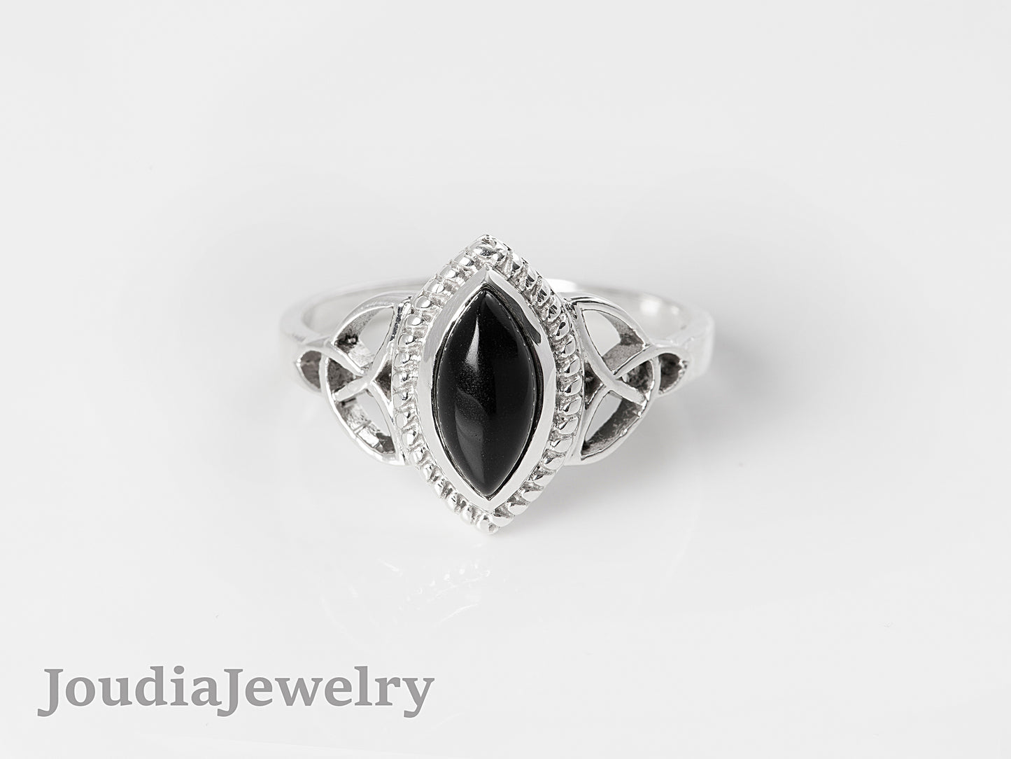 Black Onyx Wedding Ring | Marquise Shape Ring | Joudia Jewelry