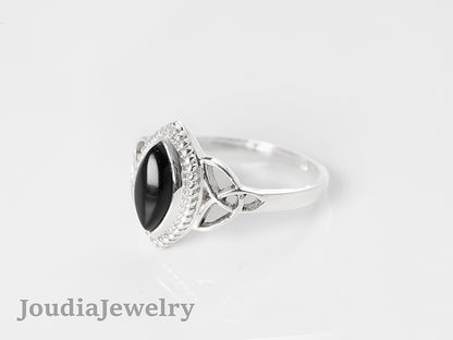 Black Onyx Wedding Ring | Marquise Shape Ring | Joudia Jewelry