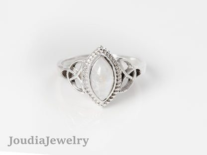 Moonstone Gemstone Ring | Marquise Shape Ring | Joudia Jewelry