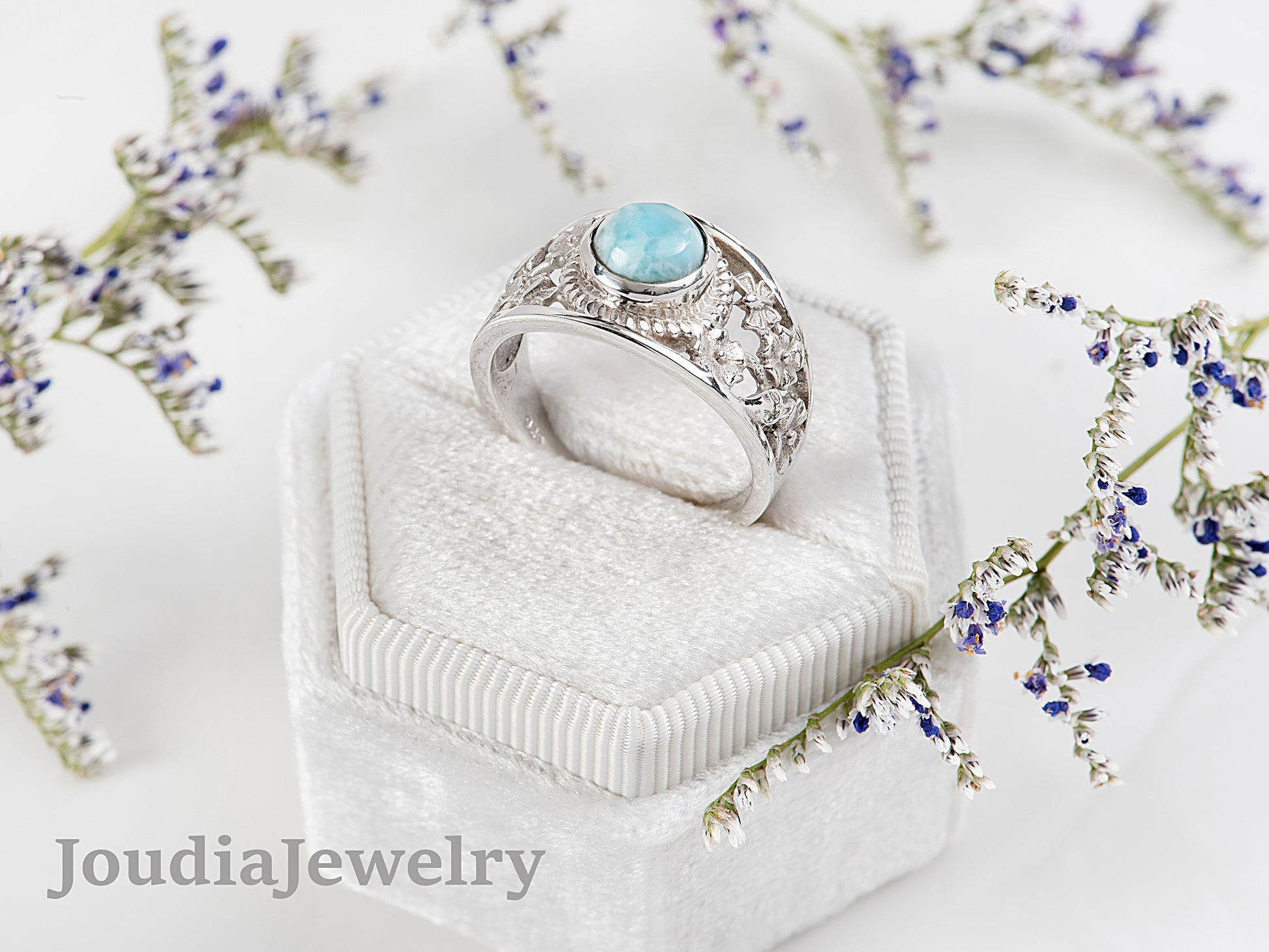 Men's Larimar Ring | Dominican Larimar Ring | Joudia Jewelry