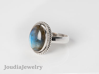 Men's Labradorite Ring | Labradorite Wedding Ring | Joudia Jewelry