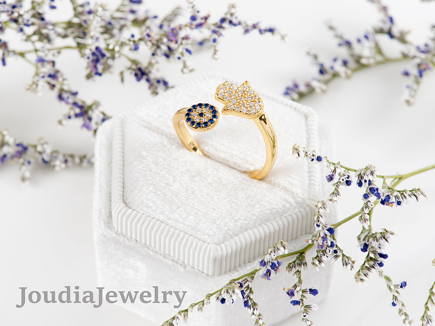 Evil Eye Ring | Silver Hamsa Ring | Joudia Jewelry