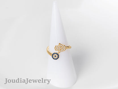 Evil Eye Ring | Silver Hamsa Ring | Joudia Jewelry