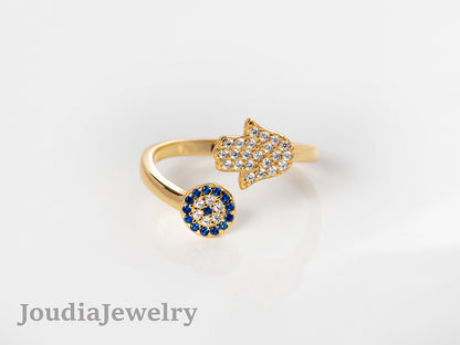 Evil Eye Ring | Silver Hamsa Ring | Joudia Jewelry