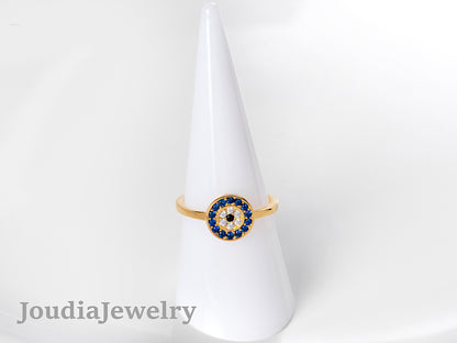 Round Evil Eye Ring | 925 Sterling Silver | Joudia Jewelry