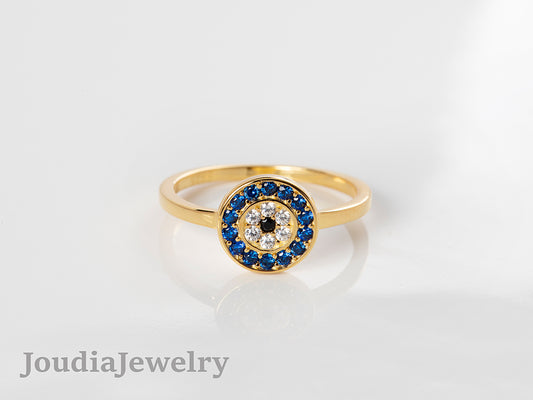 Round Evil Eye Ring | 925 Sterling Silver | Joudia Jewelry