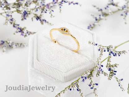 Gold Plated Evil Eye Ring | Silver Evil Eye Ring | Joudia Jewelry