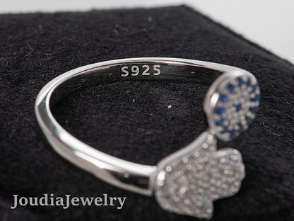 Turkish Evil Eye Ring | Silver Hamsa Ring | Joudia Jewelry