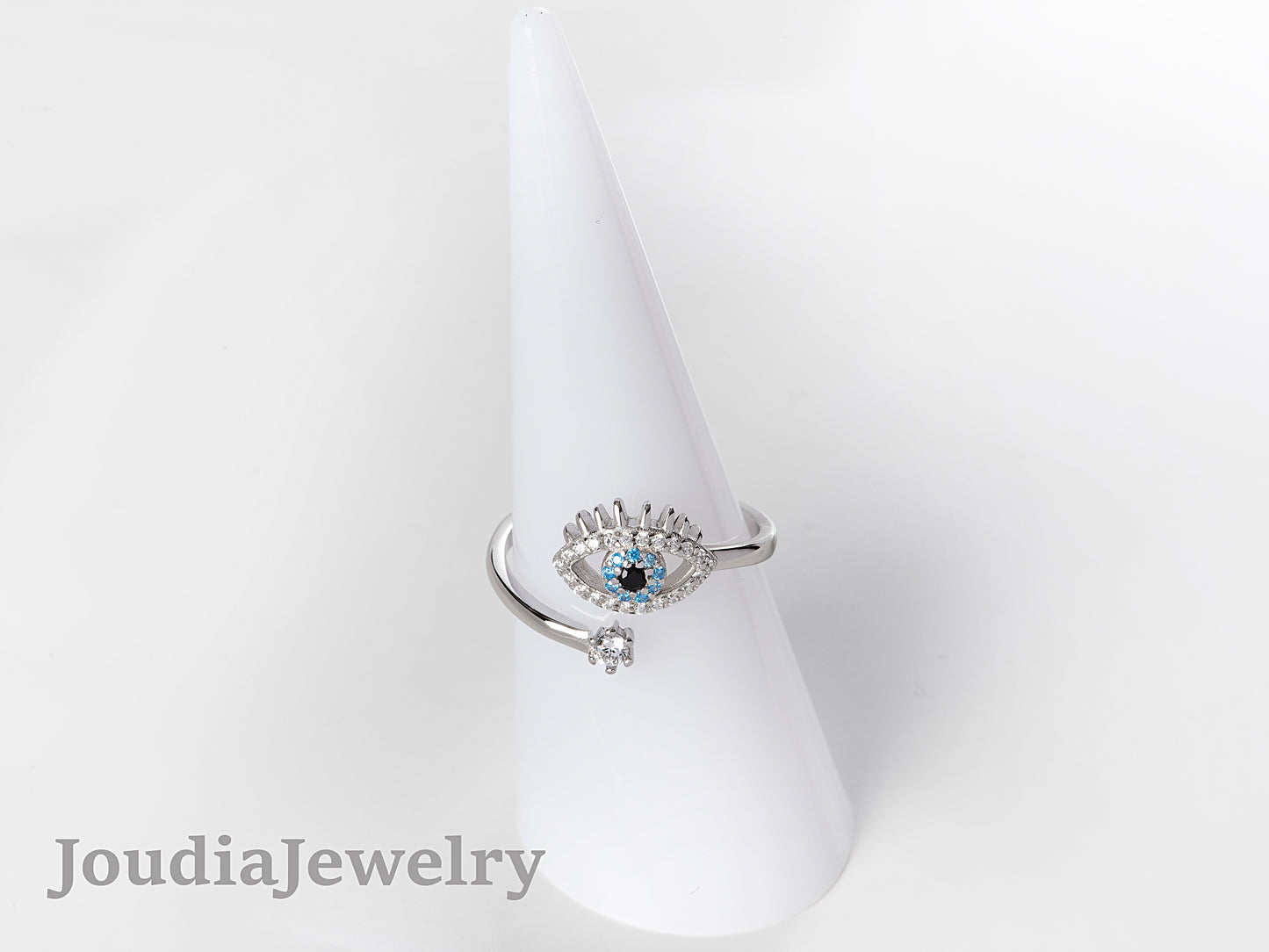 Blue Evil Eye Ring | Daintly Evil Eye ring | Joudia Jewelry